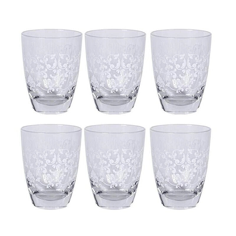 MAURY'S SET 6 BICCHIERI PRINCESS CON DECORO BIANCO