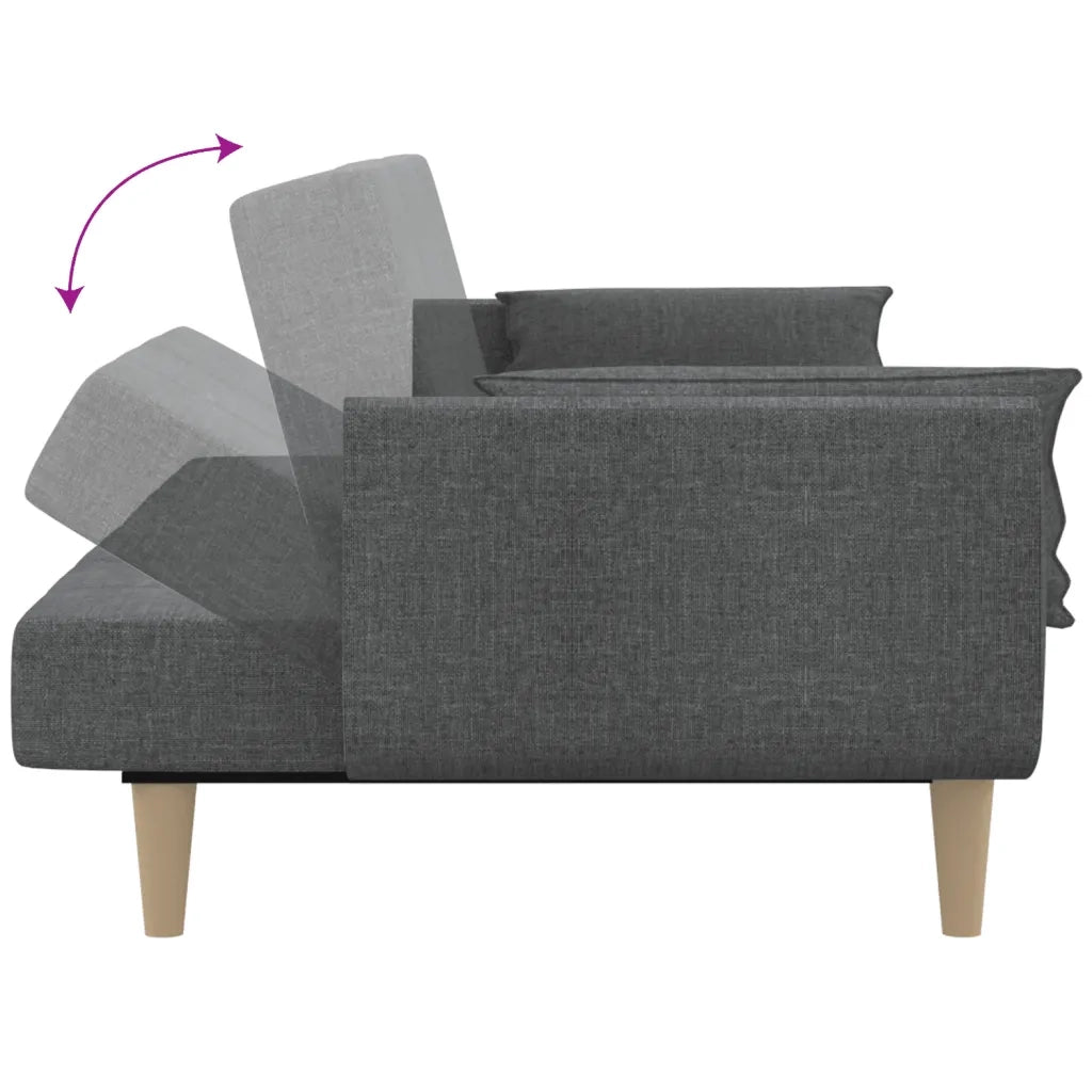 Divano Letto a 2 Posti con 2 Cuscini Grigio Chiaro in Tessuto 375869