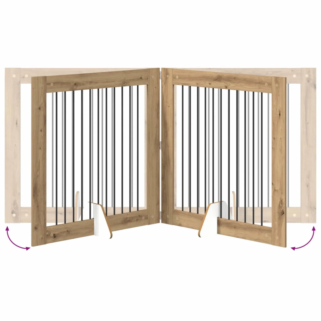 Cancello per cani pieghevole con supporti 2 pz 200,5 cm 892030
