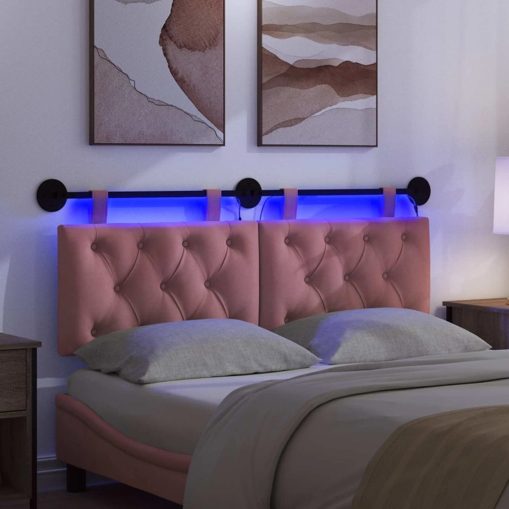 Testiera sospesa Con luce LED Rosa Velluto 3424641