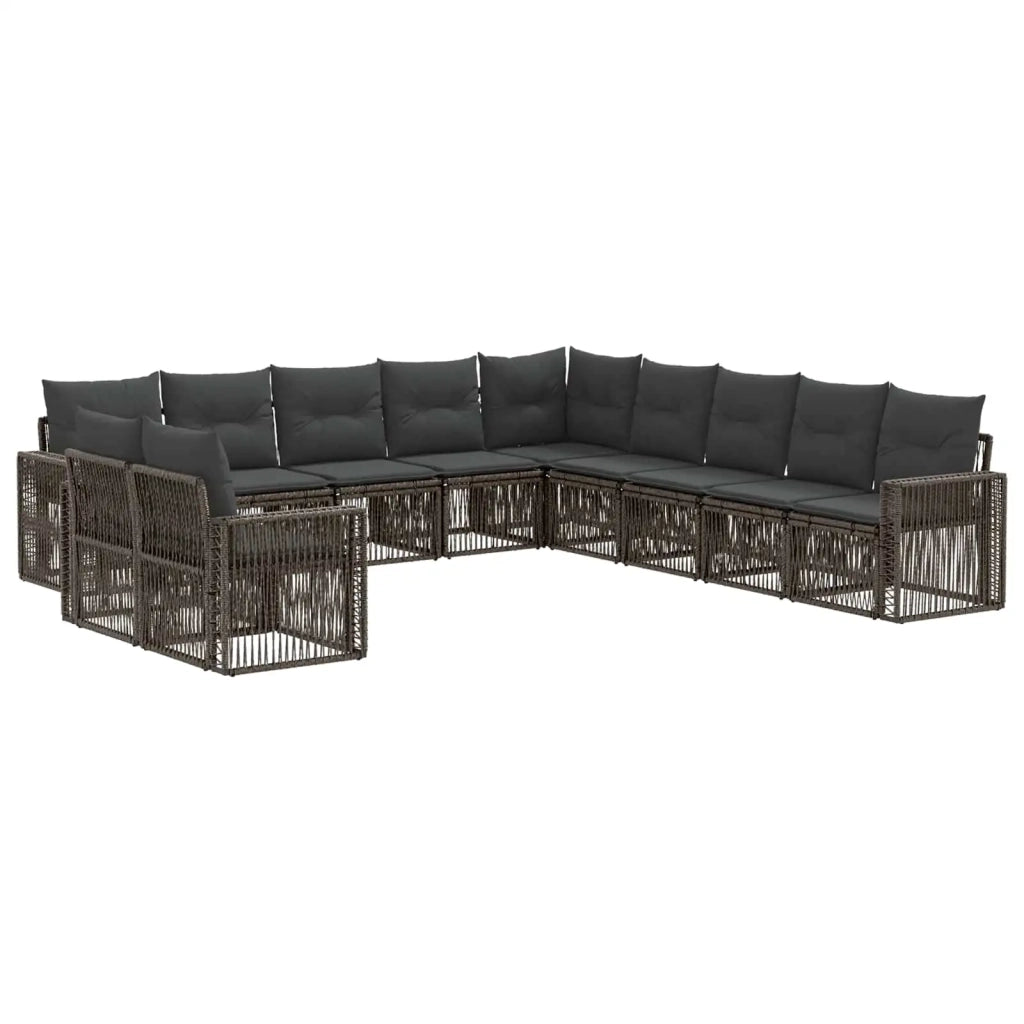 Set Divano da Giardino 11 pz Grigio e Grigio Scuro polyrattan 3435176