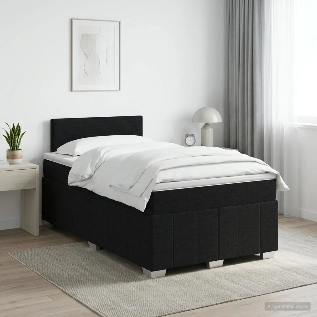 Letto box spring con materasso Nero 120 x 200 cm Tessuto 3451187