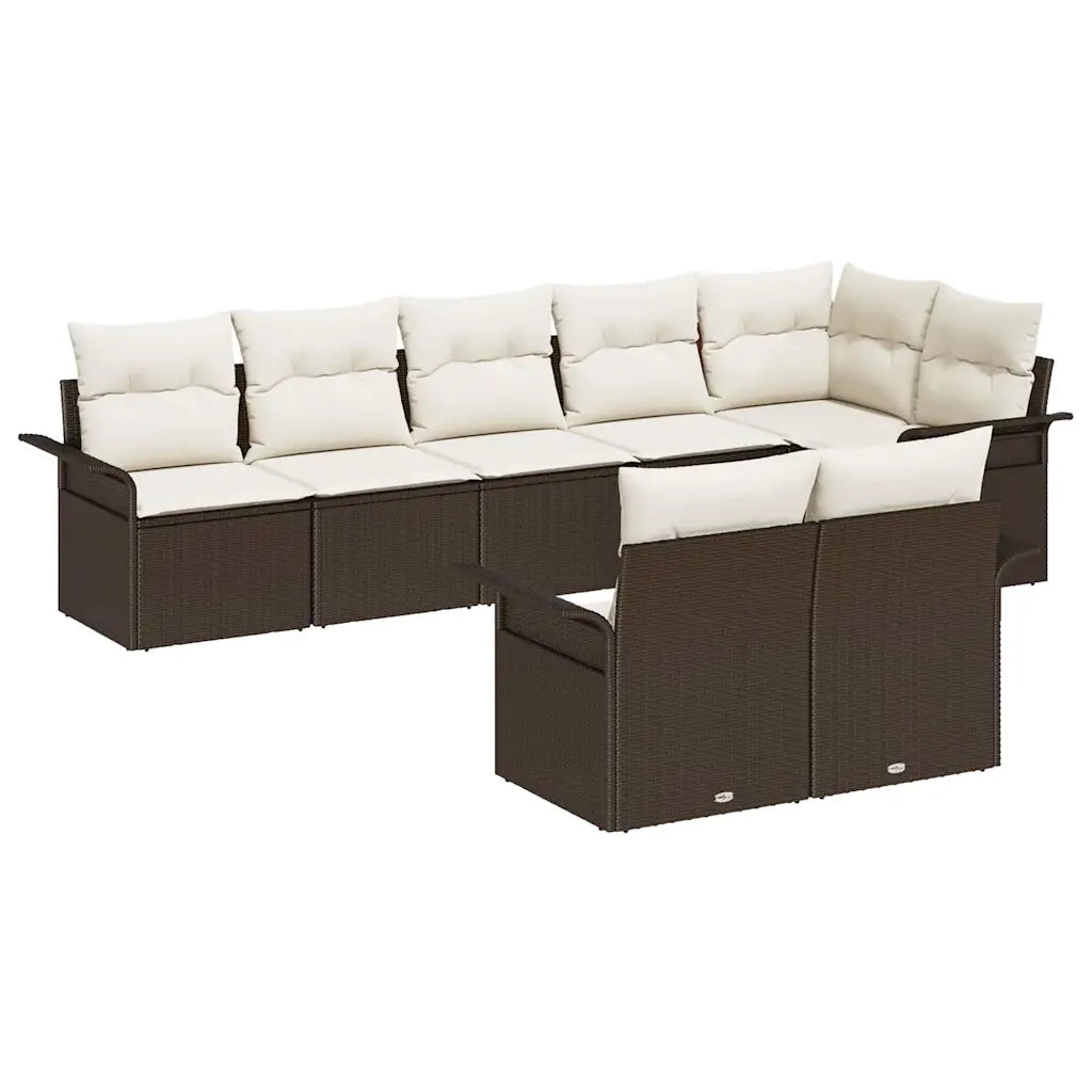 Set Divano da Giardino con cuscino 8 pcs Marrone polyrattan