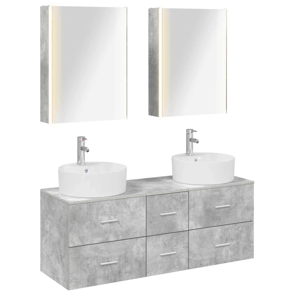 Set di mobili per il bagno 5 pz Grigio Cemento 3406930