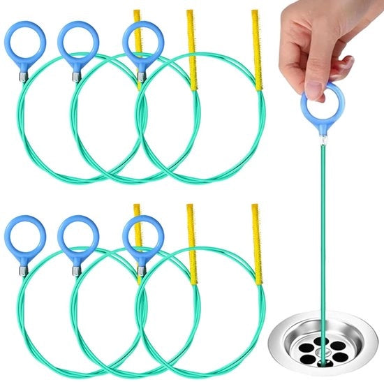 6 Set di Spazzolini per Fognature con Spirale per Semplice Sblocco