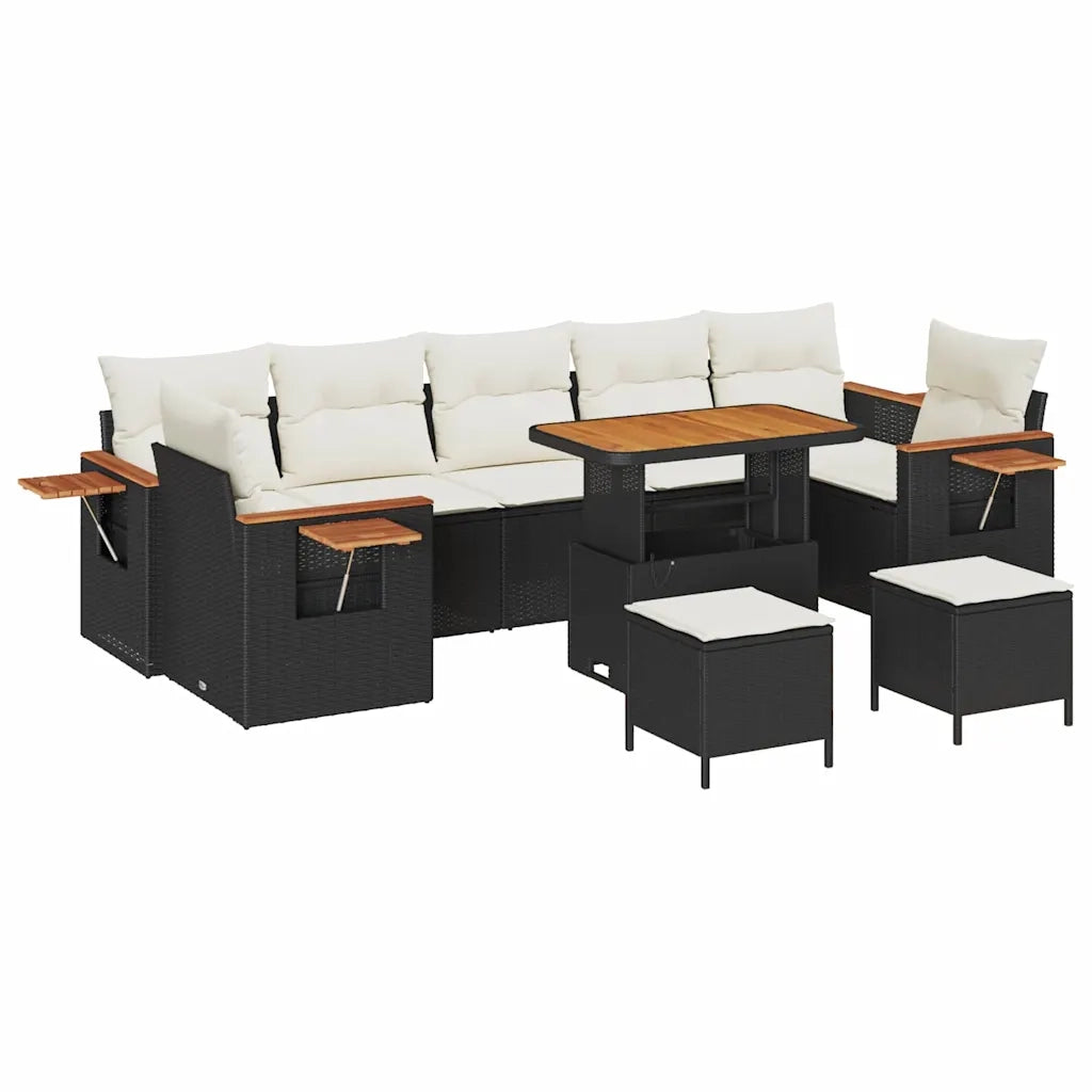 Set Divano da Giardino 13 pcs Nero e Crema polyrattan 3365110