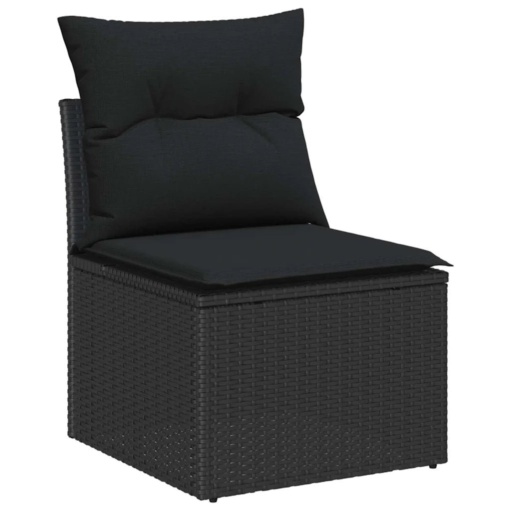 Set di divani con cuscino 7 pcs Nero polyrattan 3346763