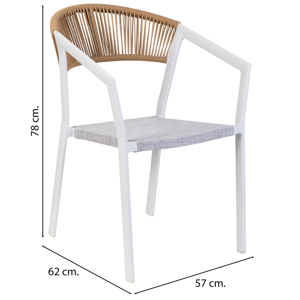 Sedia in alluminio bianca 57x62x78