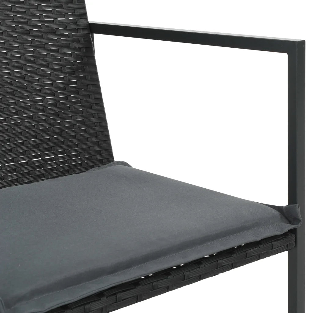 Set da Pranzo da Giardino 5 pz con Cuscini in Polyrattan Nero 44443