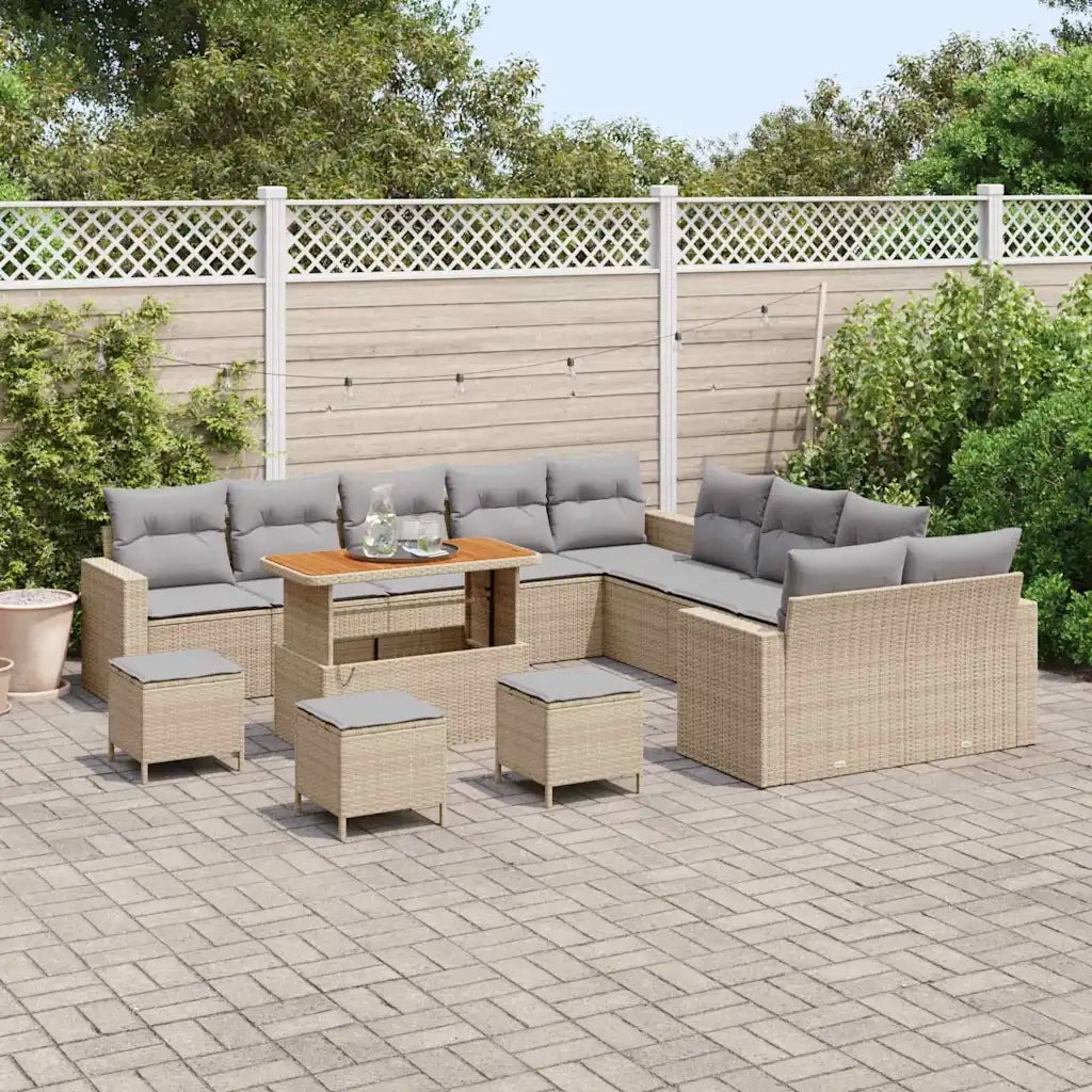 Set Divano da Giardino 18 pcs Beige e Grigio Chiaro polyrattan 3363632