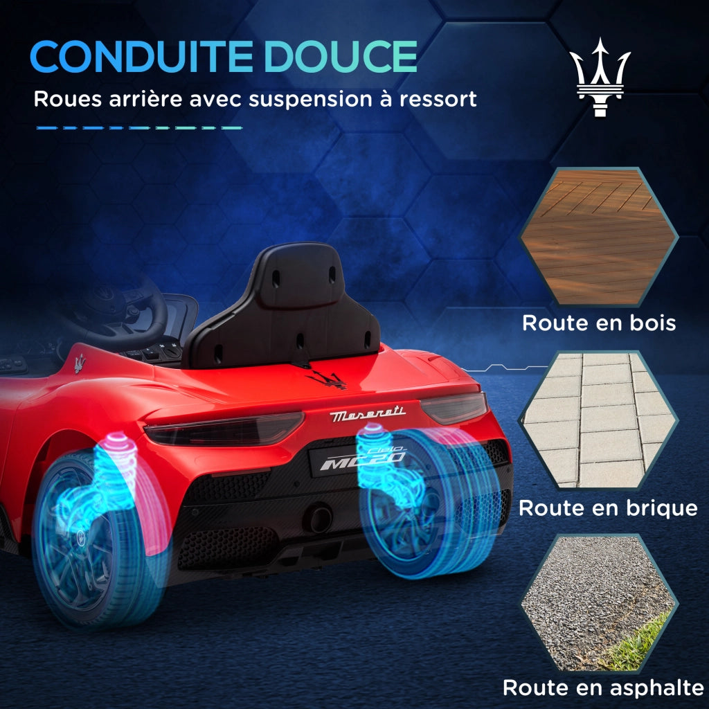 Auto elettrica per bambini Maserati MC20 12V ¨C Minimal ¨C Rosso, telecomando, LED, musica, 3-6 anni