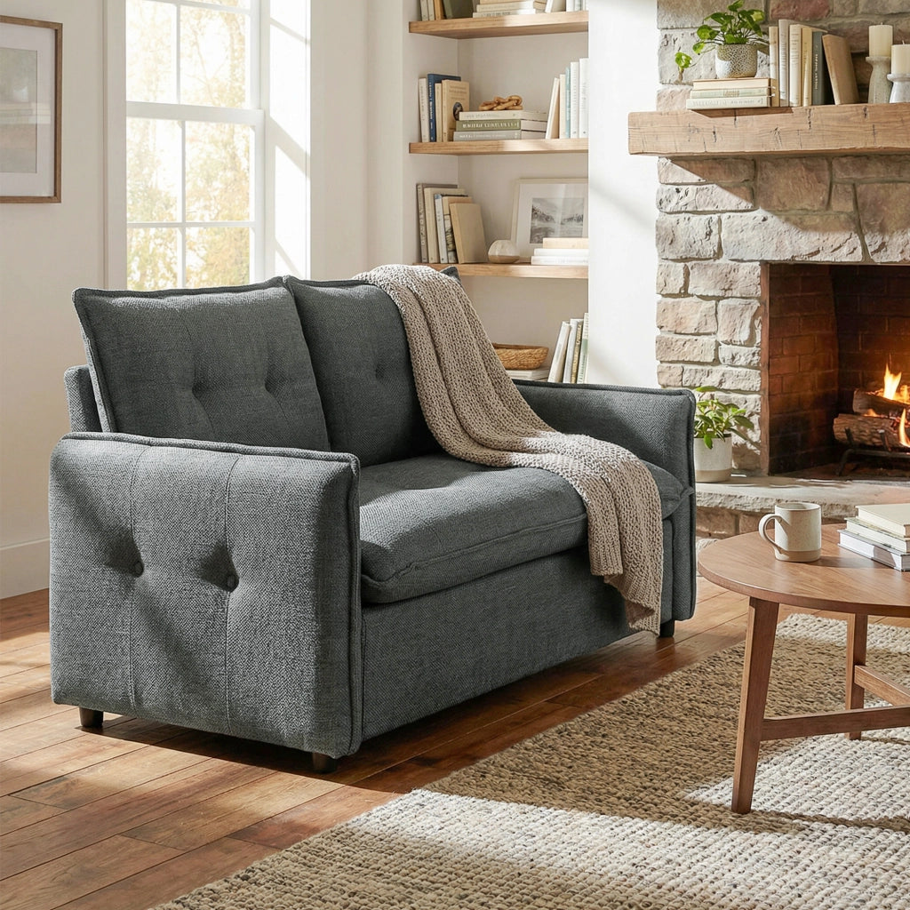Divano 2 posti ¨C Minimal ¨C Tessuto lino grigio scuro 131 cm