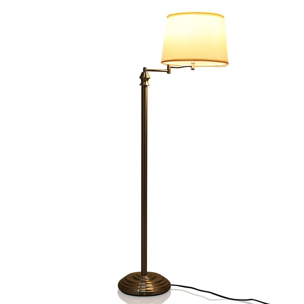 Lampada a stelo con braccio girevole e paralume in tessuto, Lampada da terra moderna per salone camera da letto-Lampade