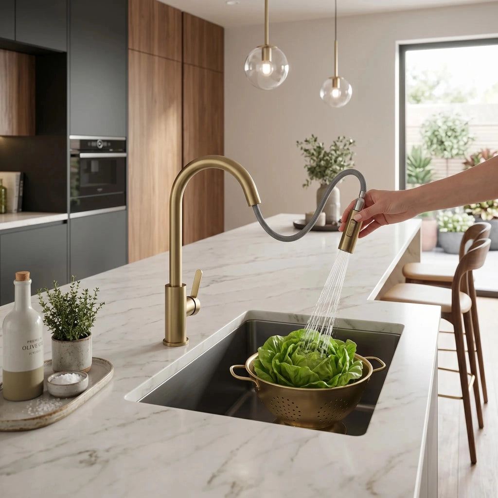 Rubinetto Da Cucina Rea Ontario Brush Gold