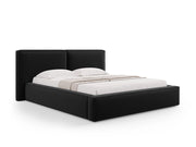 Cosmopolitan Design - Letto a cassettone con testiera doppia "Arendal" 200x200cm in velluto nero 