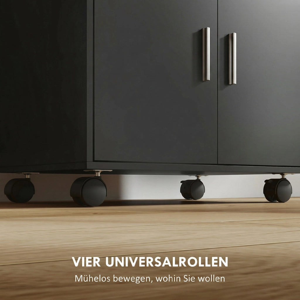 Tavolino da cucina mobile con ripiani e cassetto ¨C Xylo ¨C nero 59x40x92 cm