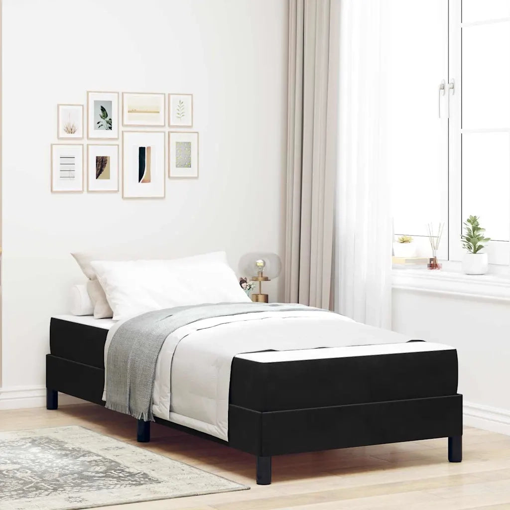 Letto a molle con materasso Nero 90 x 210 cm Tessuto