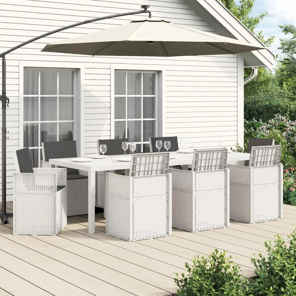 Set da Pranzo per Giardino 9 pcs Bianco e Antracite PP 3430096
