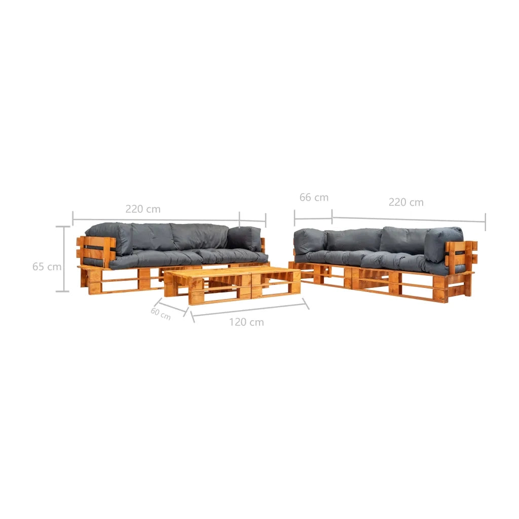 Set Divani da Giardino Pallet 6 pz con Cuscini Grigi in Legno 277471