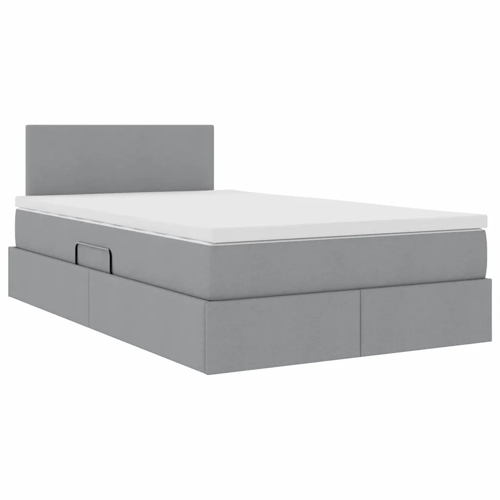 Letto con contenitore e LED Grigio chiaro 120 x 190 cm Tessuto 3371067