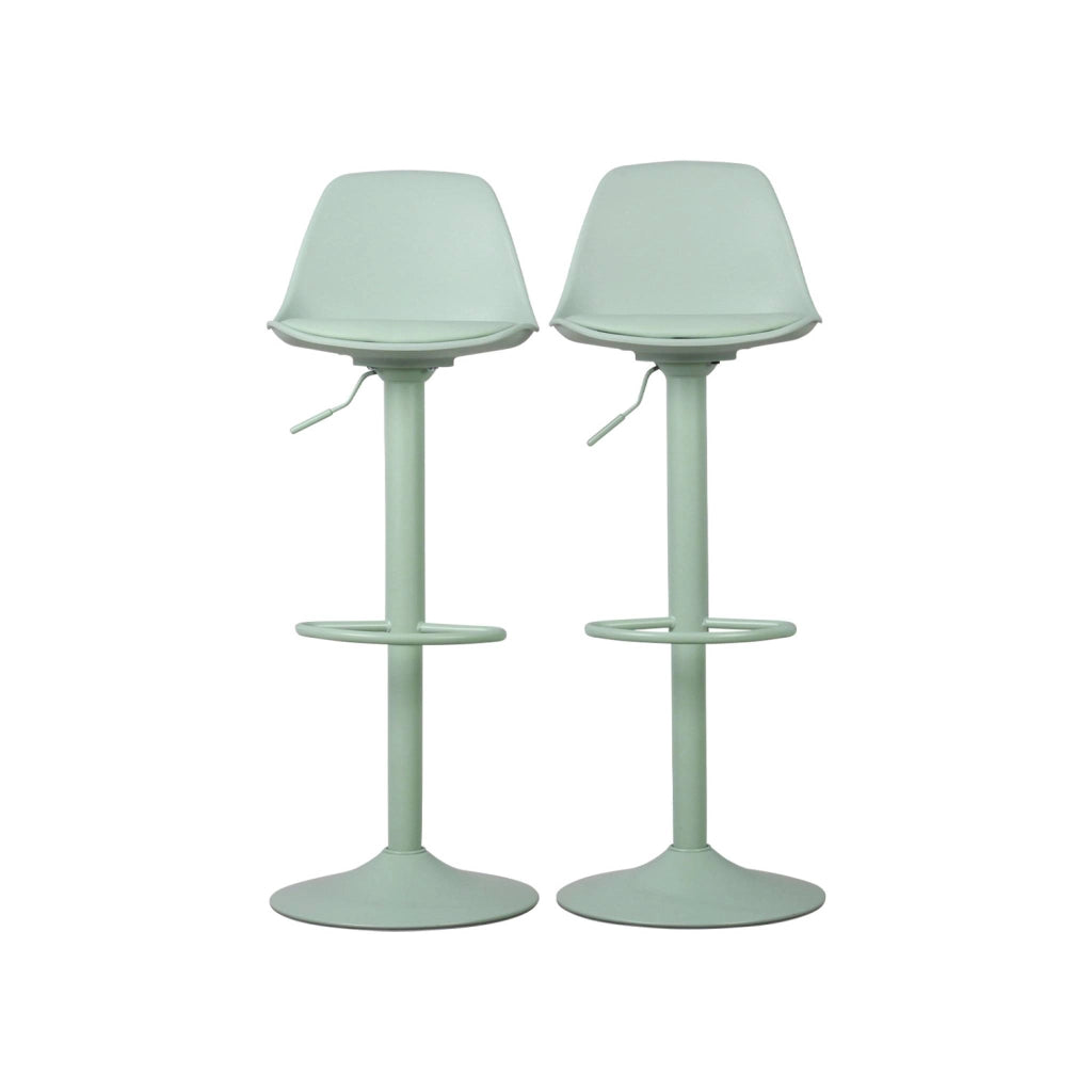Set 2 sgabelli da bar in similpelle regolabili, verde celadon