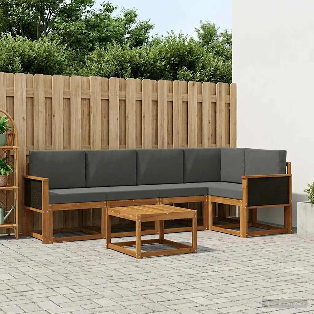 Set di divani da esterno con cuscino 6 pcs Naturale e Antracite 3385223