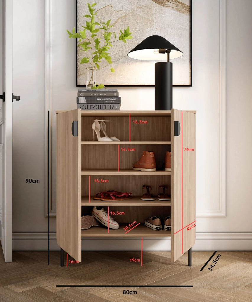 Mobile portascarpe Herdasa effetto noce chiaro 90×80×34?cm