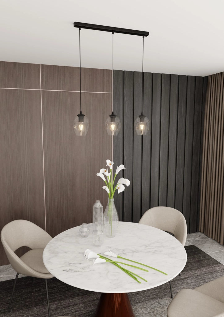 Emibig lampadario ISTAR 3 3xE27 vetro trasparente nero