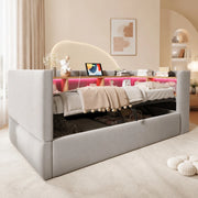 DIVANO LETTO 90x190 cm Grigio Chiaro con contenitore idraulico