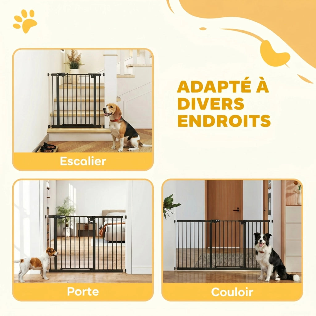 Barriera di sicurezza per animali ¨C zephmum ¨C nero con chiusura automatica e doppio blocco