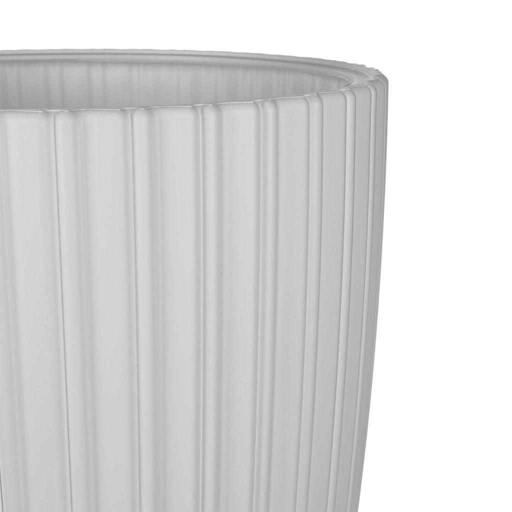 Vaso da fiori KADAX 30 cm con coperchio e inserto, in plastica bianca.