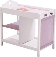 Comò per bambole - letto per bambole in un solo pezzo - serie di mobili per bambole Fienchen - bianco verniciato - accessori e tessili per bambole