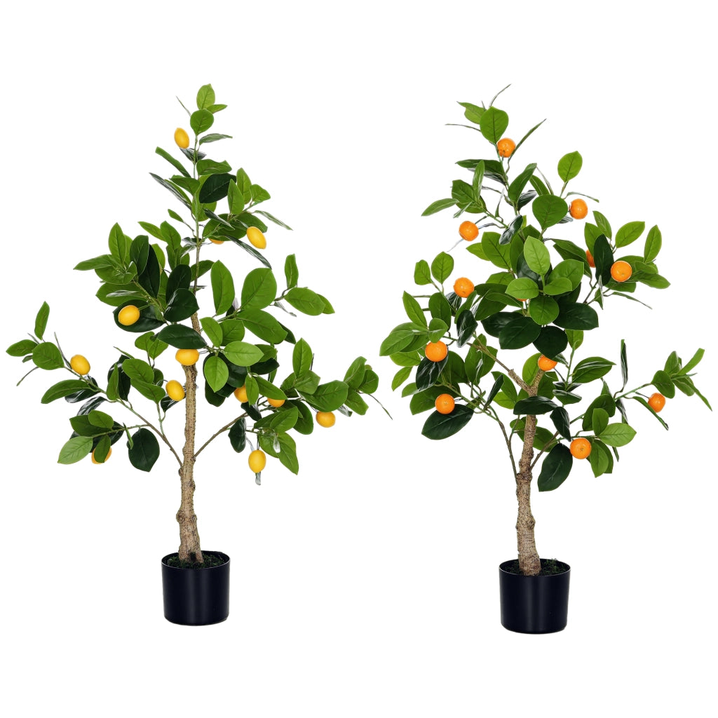 Piante Artificiali Limone e Arancia 120cm ¨C Xylo ¨C Set 2 Pezzi con Vaso per Interno