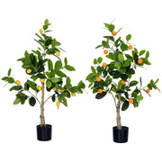 Piante Artificiali Limone e Arancia 120cm ¨C Xylo ¨C Set 2 Pezzi con Vaso per Interno
