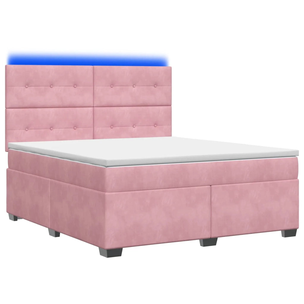 Letto box spring con materasso Rosa 160 x 200 cm Velluto 3455143