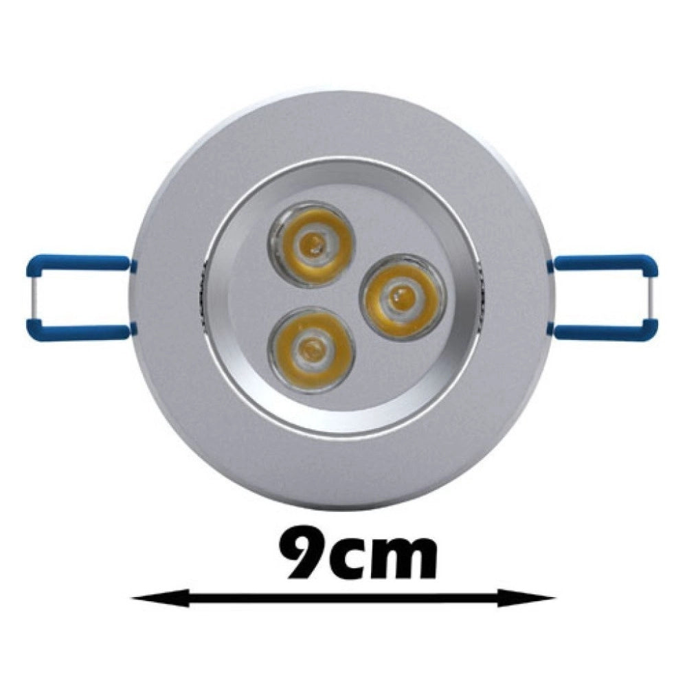 Trade Shop - Faretto 3 Led 3 W Ad Incasso Con Alette A Molla Rotondo Luce Fredda O Calda -