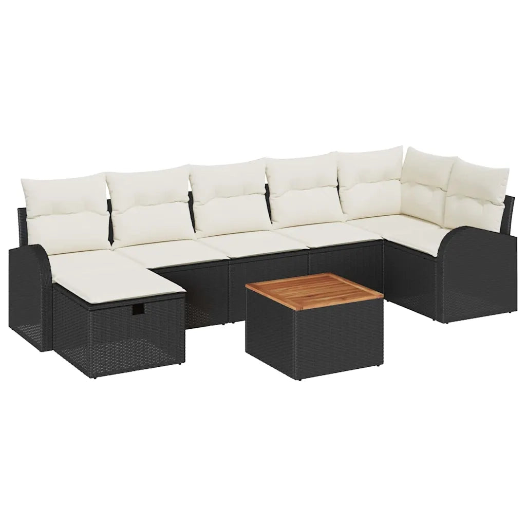 Set Divano da Giardino con cuscino 8 pcs Nero Poly Rattan 3360848