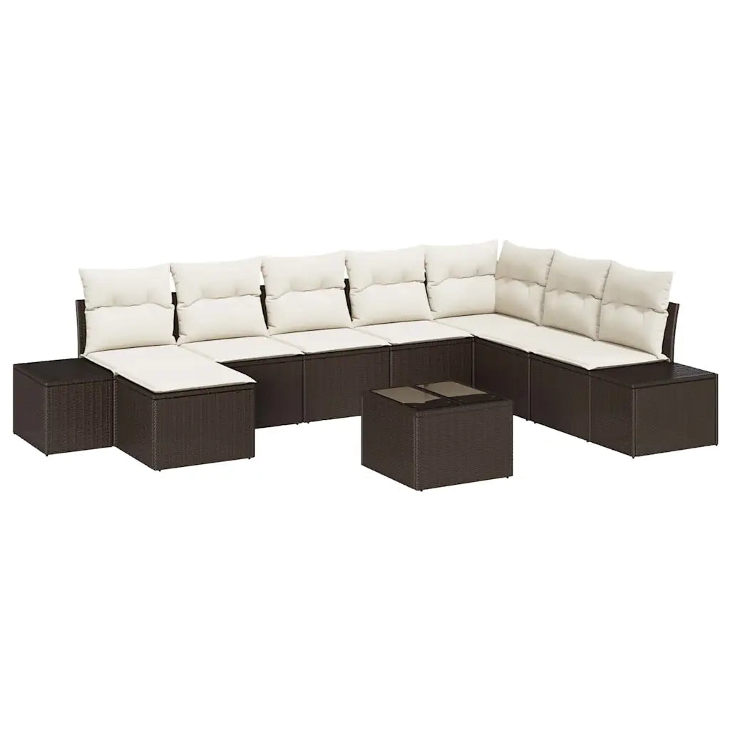 Set Divano da Giardino 8 pcs Marrone e Crema polyrattan 3355857