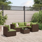 Set Mobili da Giardino 6pz con Cuscini in Polyrattan Marrone 3308166