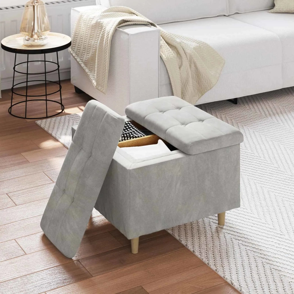 Pouf contenitore Grigio chiaro 60 x 60 x 45 cm Velluto 876825