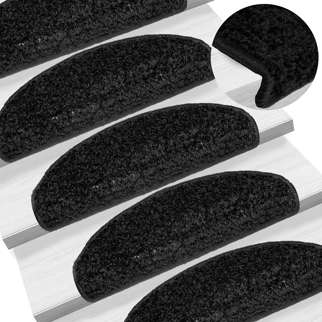 Tappetini per scale 30 pz 65x21x4 cm Nero Semicircolari Grandi 3365813