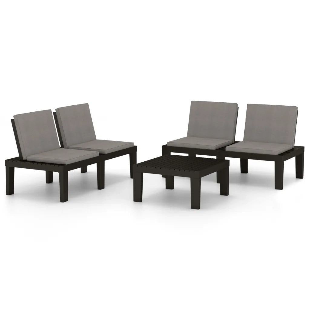 Set Divani da Giardino con Cuscini 3 pz | Set Salotto da Giardino in Plastica Grigio