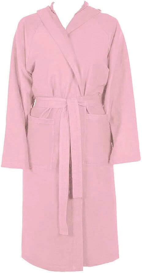 Accappatoio Microfibra Taglia S Moderno Morbido Uomo Donna Cintura Tasche Cappuccio Rosa