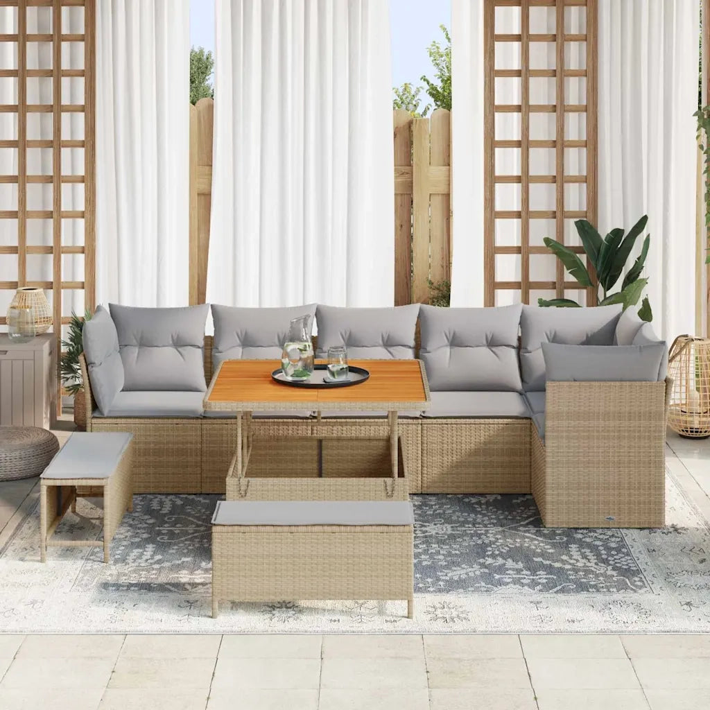 Set Divano da Giardino 9 pcs Beige polyrattan 3361497
