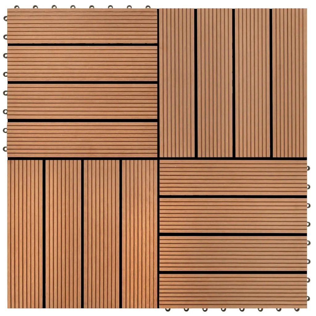Piastrella per Decking 11 pz Marrone 30 x 30 cm WPC CFW2098069
