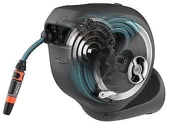 Gardena 18612-20 RollUp M Avvolgitubo Automatico da Parete con Tubo 20 m Diametro 11 mm colore Nero Blu Grigio