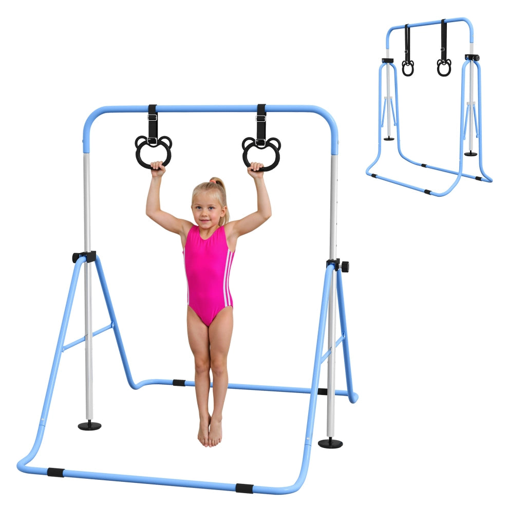 Sbarra Ginnastica per Bambini con Anelli Regolabile ¨C zephmum ¨C Blu