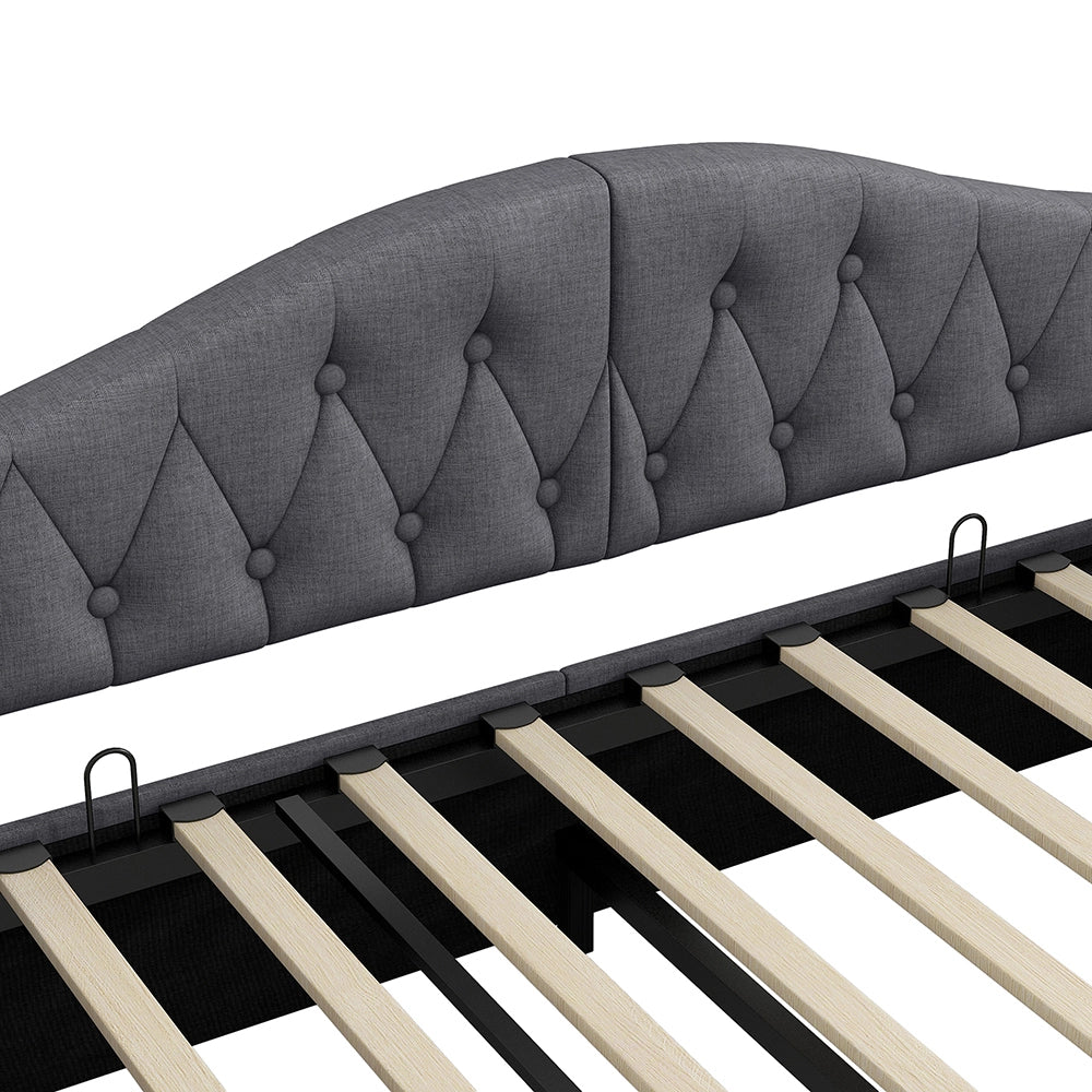 Letto imbottito - Xylo - 140x200cm LED con contenitore, grigio