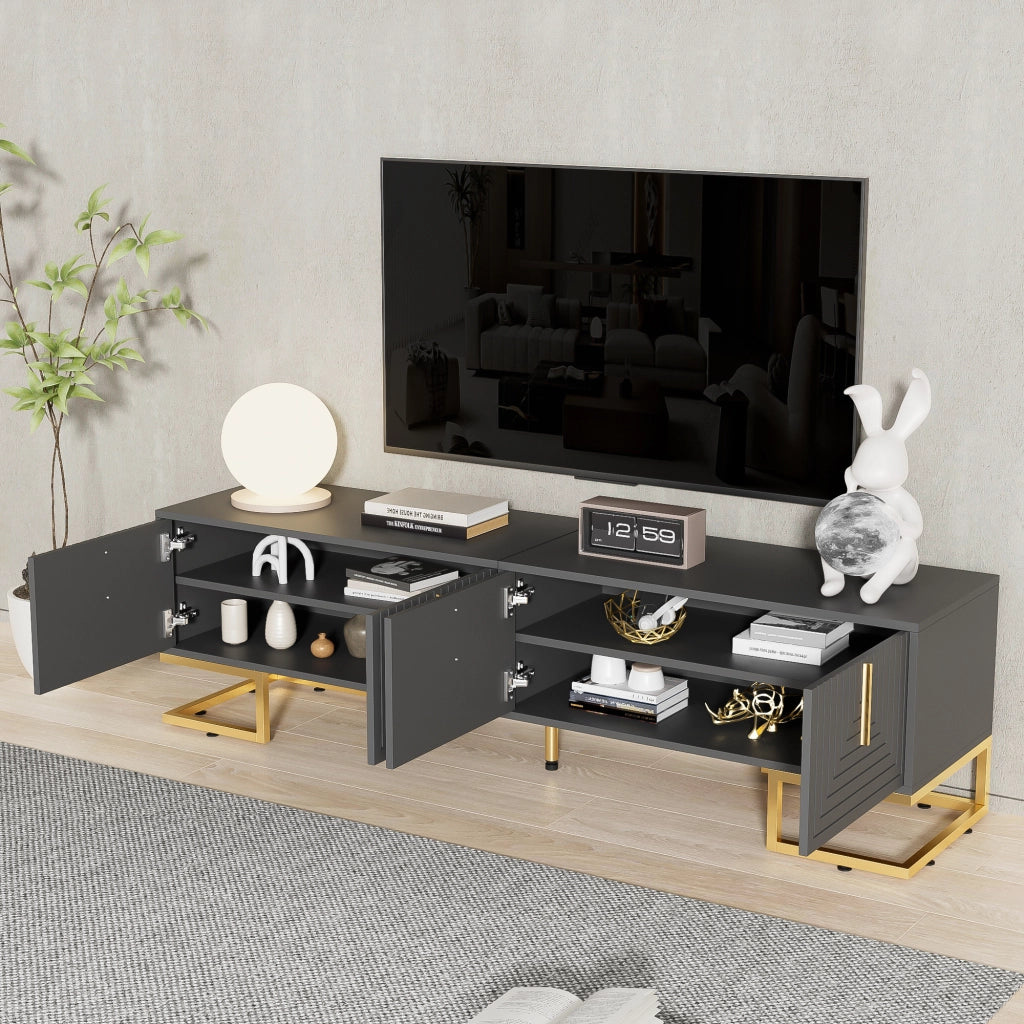 Mobile TV con ante strutturate - Zephmum - Maniglie e gambe dorate