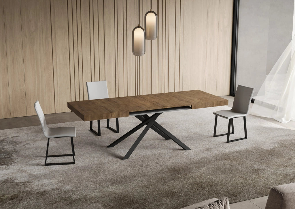 Tavolo Allungabile 120-380x90x74 cm Niket Noce Gambe Antracite
